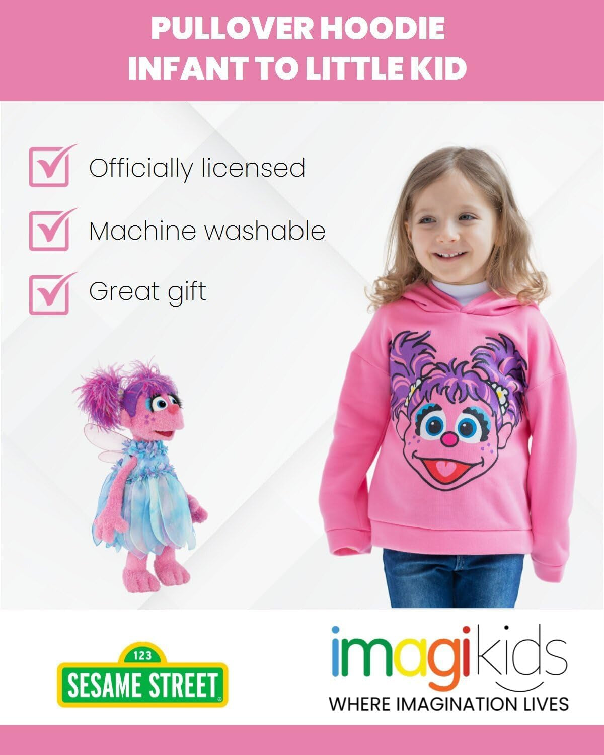 Elmo Abby Cookie Monster Fleece Pullover Hoodie Infant to Little Kid