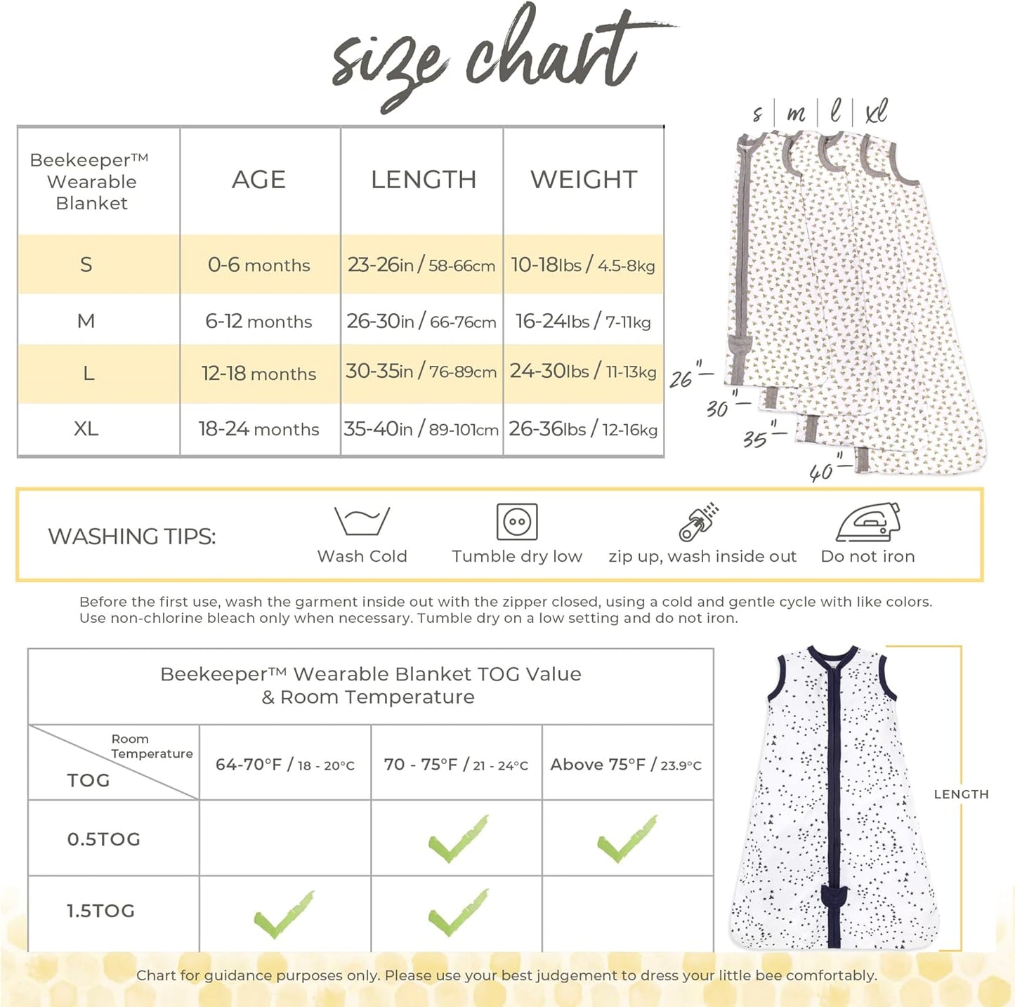 Unisex-Baby Beekeeper Wearable Blanket, 100% Organic Cotton, Swaddle Transition Sleeping Bag