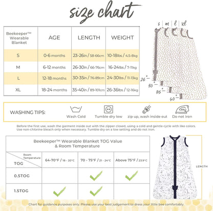 Unisex-Baby Beekeeper Wearable Blanket, 100% Organic Cotton, Swaddle Transition Sleeping Bag